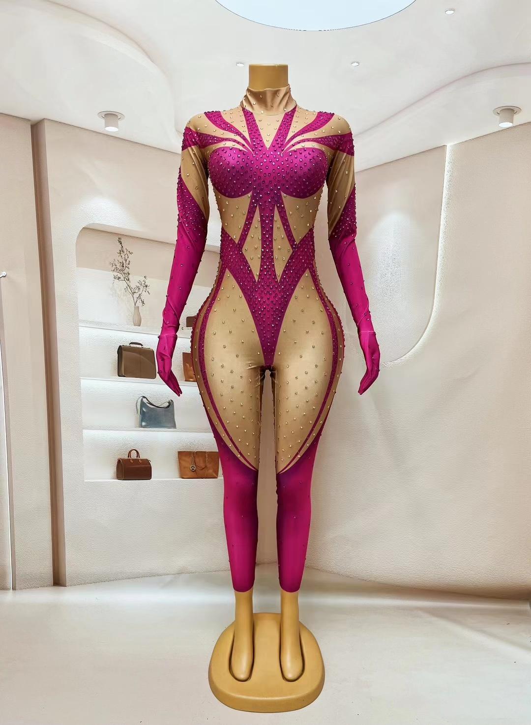 CELESINYI Wenzifen Crystal Pink Jumpsuit