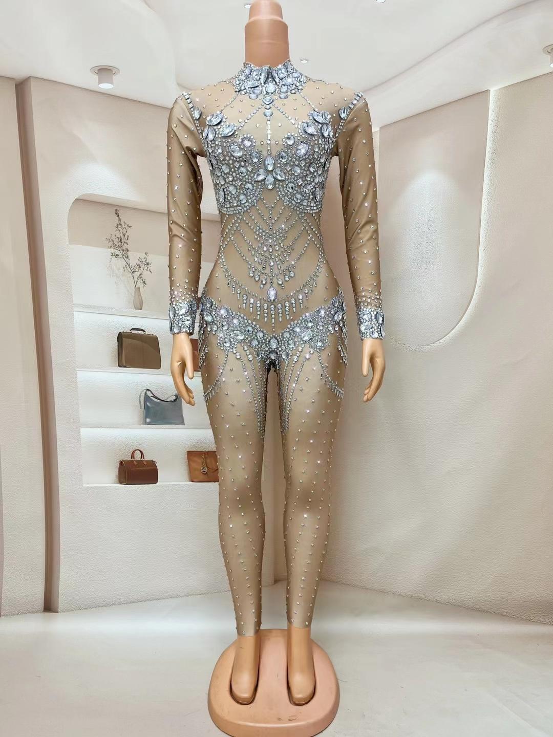 CELESINYI Boliku Crystal Glass Jumpsuit