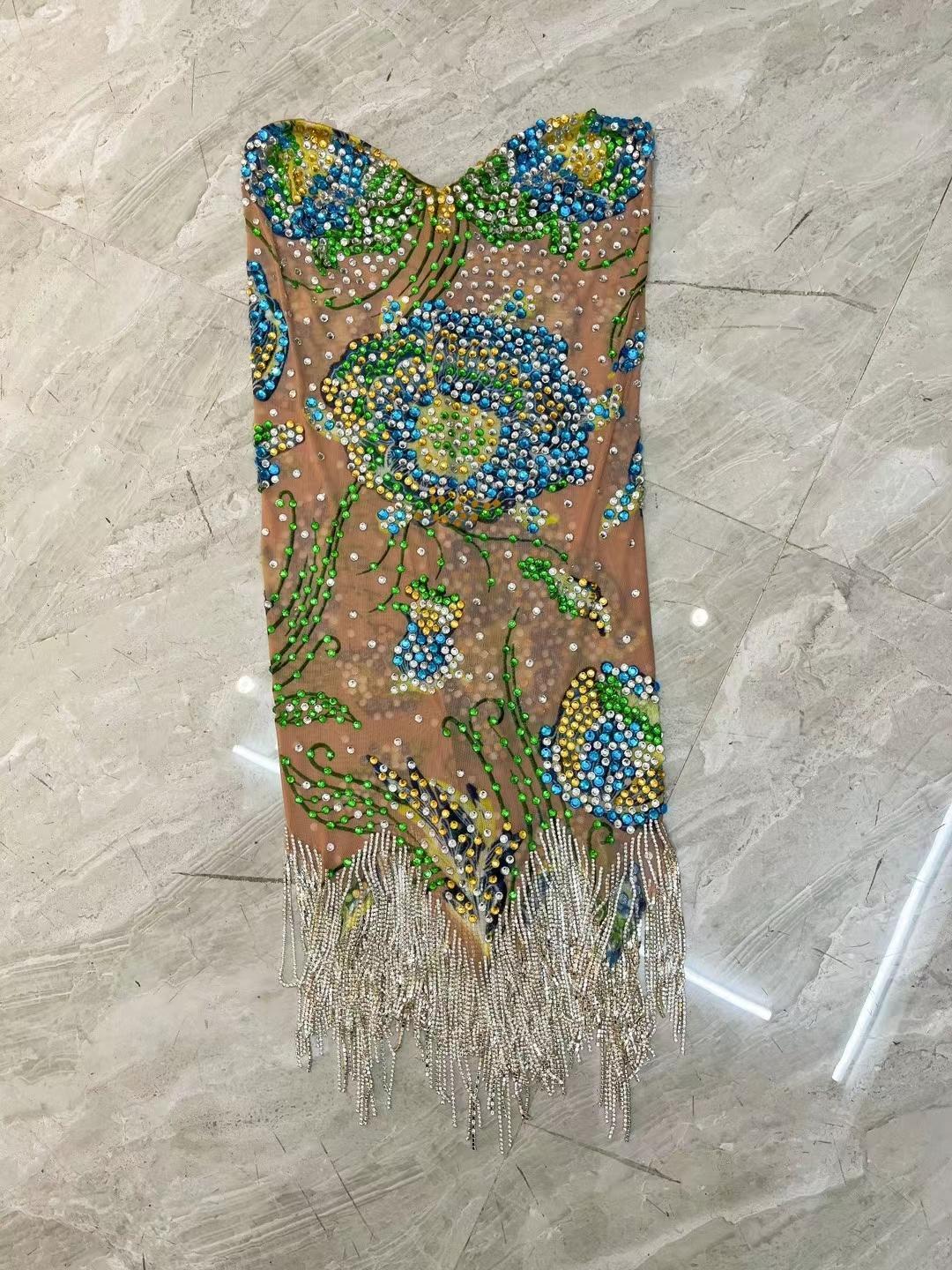 CELESINYI Cuihua Crystal Mandala Mini Dress