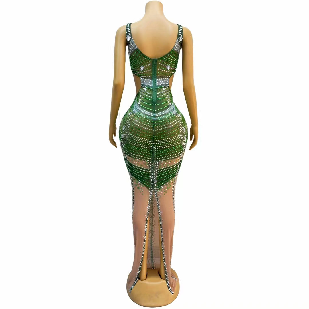 CELESINYI Zongqiu Crystal Emerald Gown