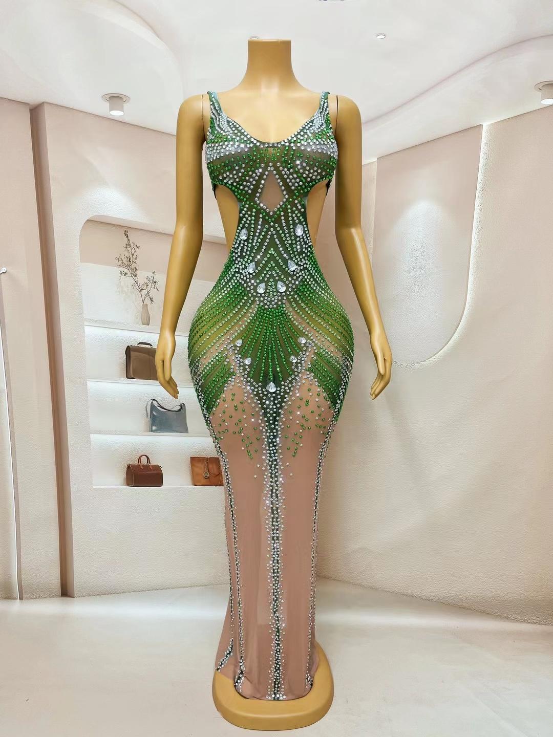 CELESINYI Zongqiu Crystal Emerald Gown