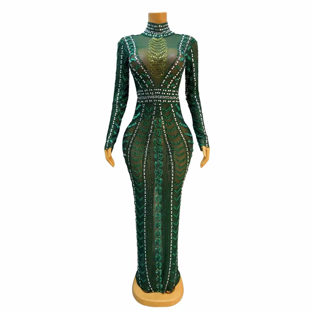 CELESINYI Qingguo Crystal Olive Bodysuit