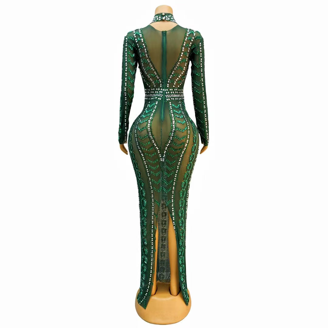 CELESINYI Qingguo Crystal Olive Bodysuit