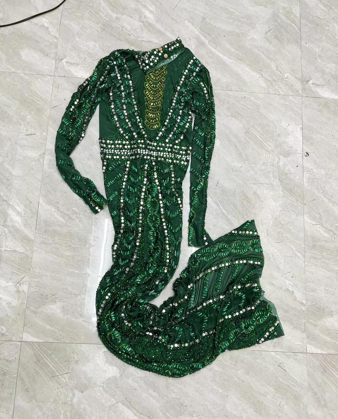 CELESINYI Qingguo Crystal Olive Bodysuit