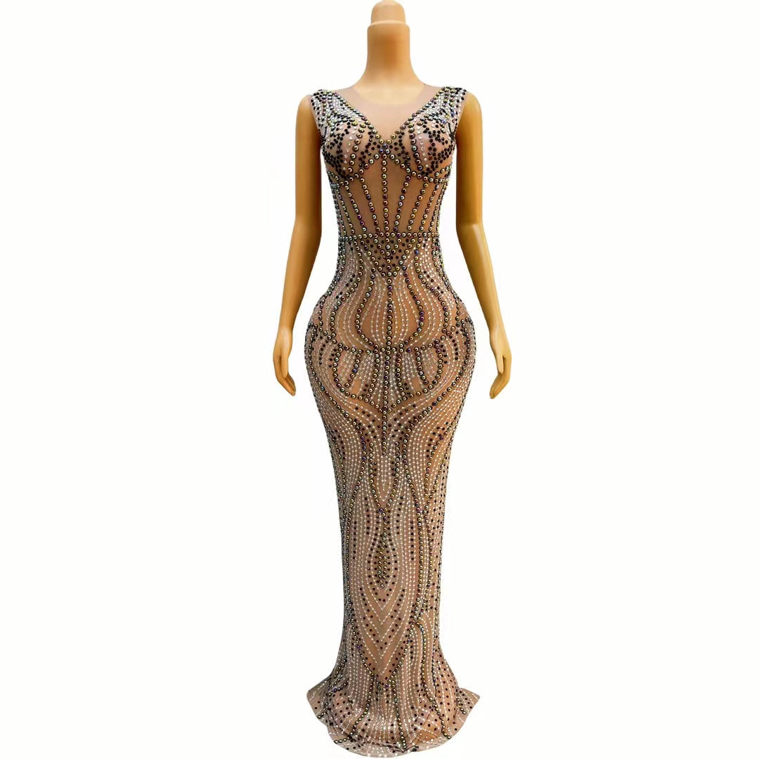 CELESINYI Pushan Crystal Fan Gown