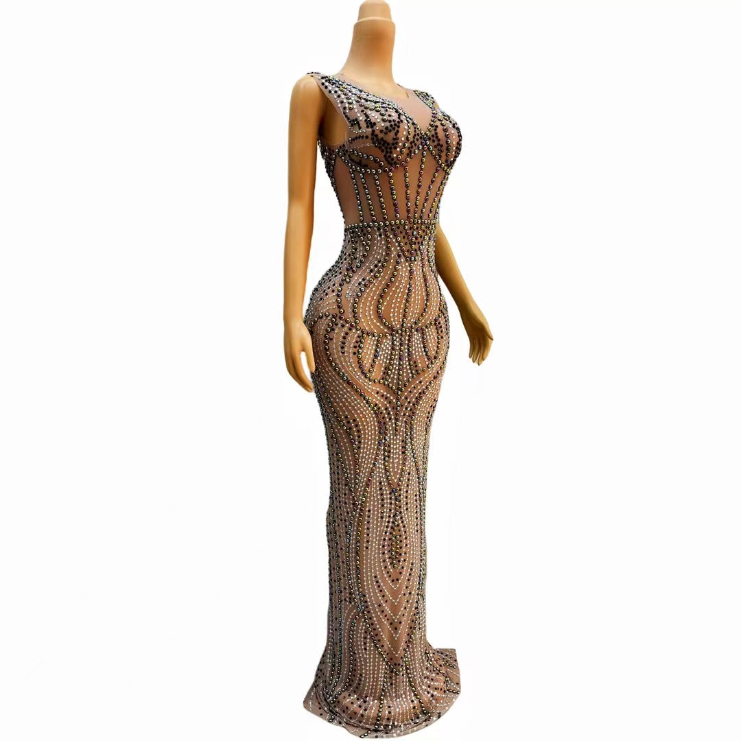 CELESINYI Pushan Crystal Fan Gown