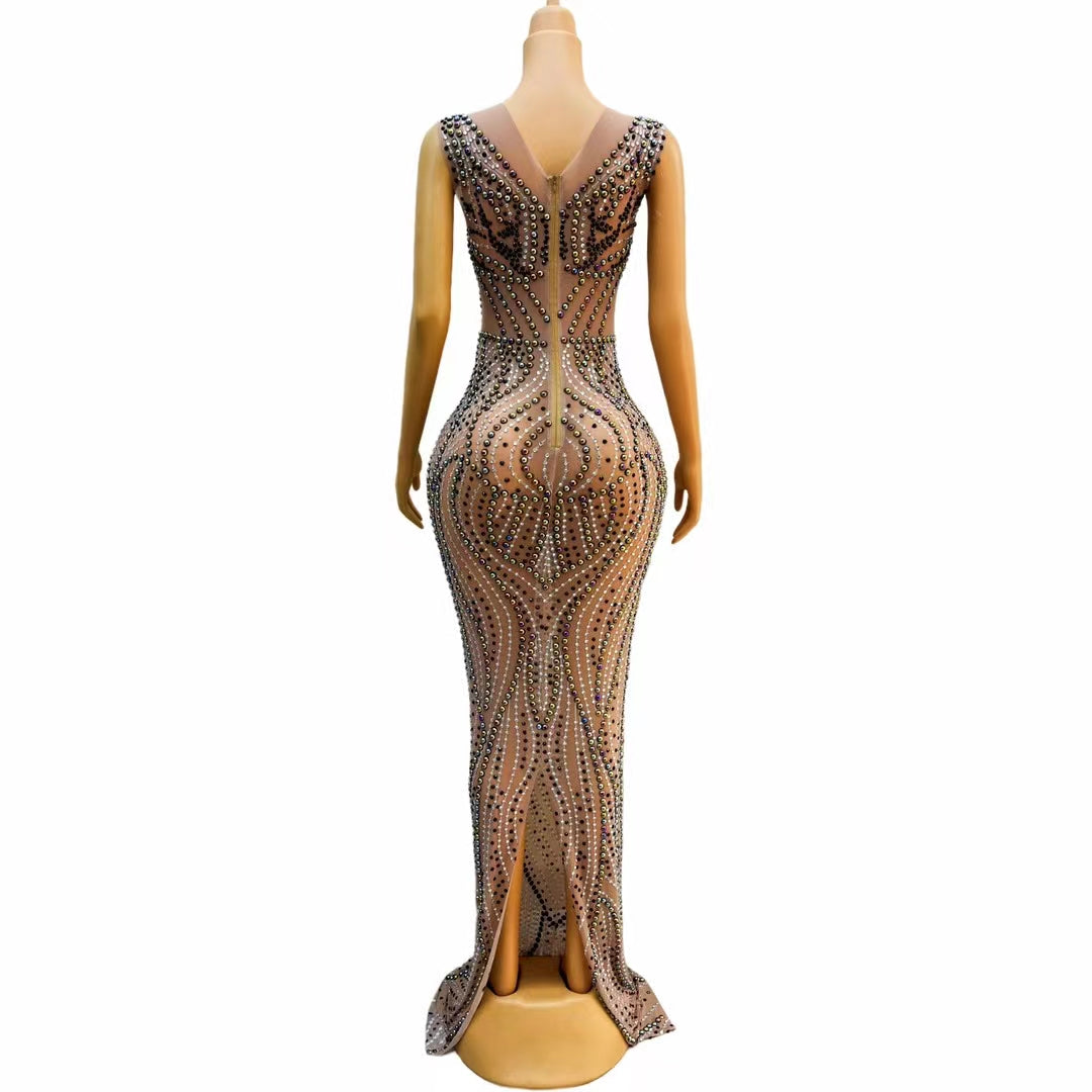 CELESINYI Pushan Crystal Fan Gown