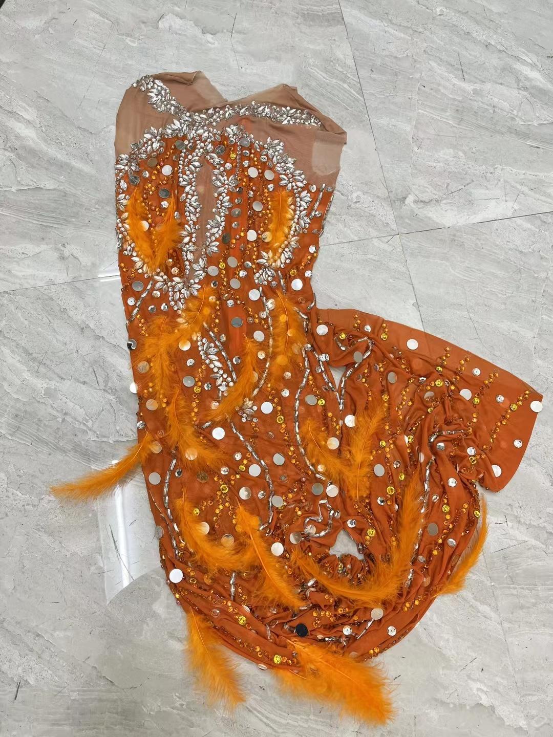 CELESINYI Chengcheng Crystal Feather Gown