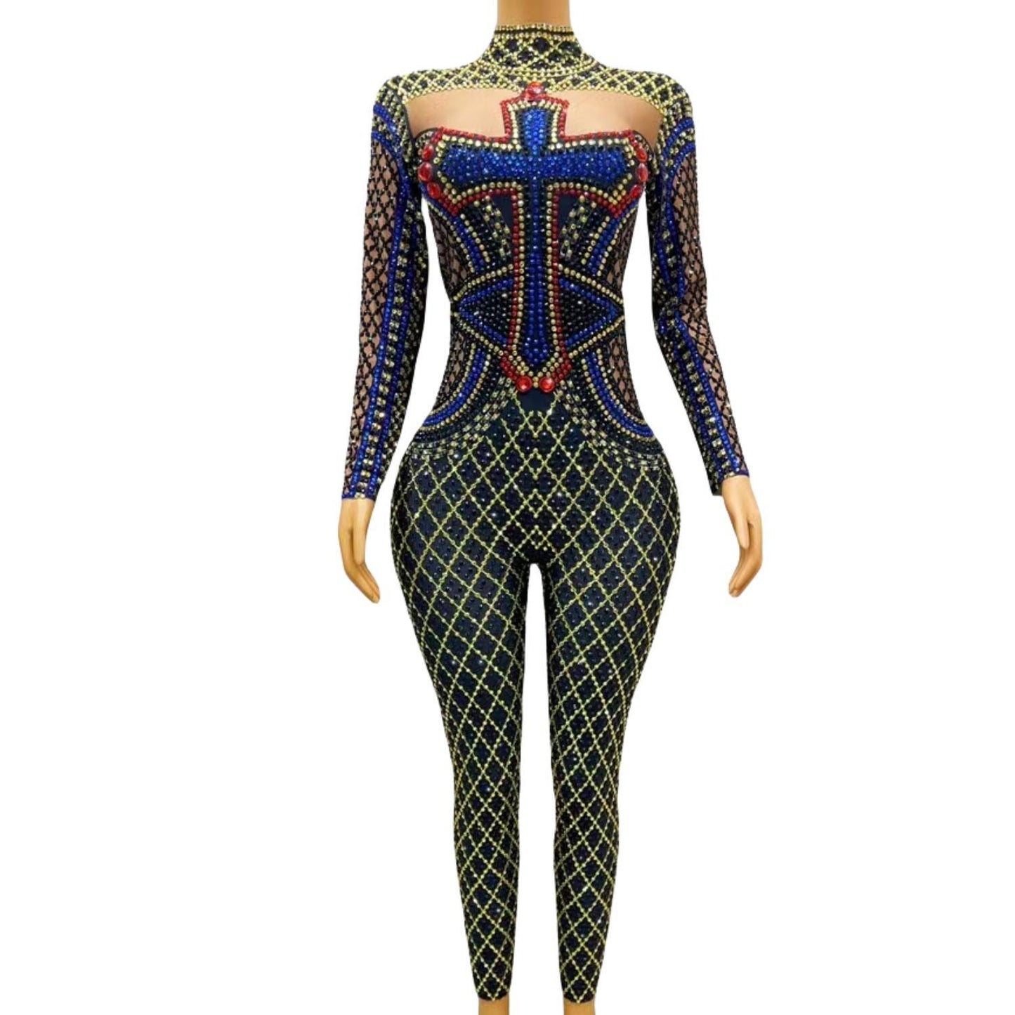 CELESINYI Shizijiaku Crystal Cross Jumpsuit