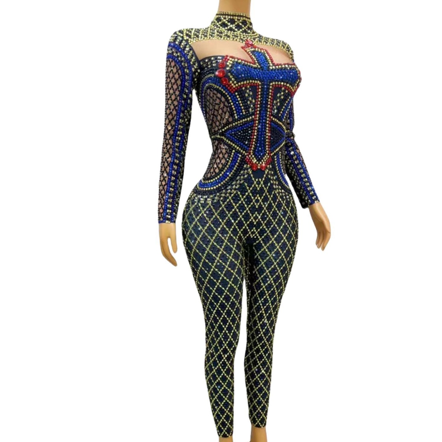 CELESINYI Shizijiaku Crystal Cross Jumpsuit