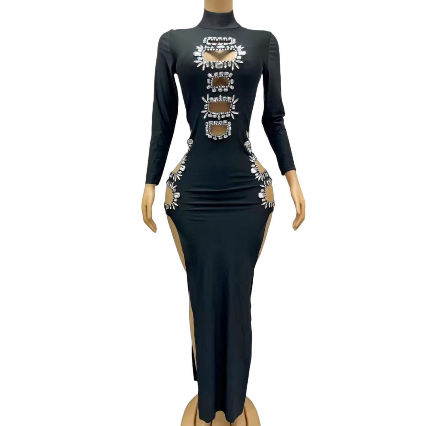 CELESINYI Fangxiong Crystal Black Cage Gown