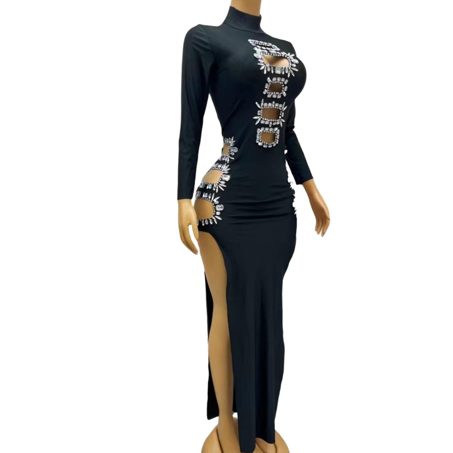 CELESINYI Fangxiong Crystal Black Cage Gown