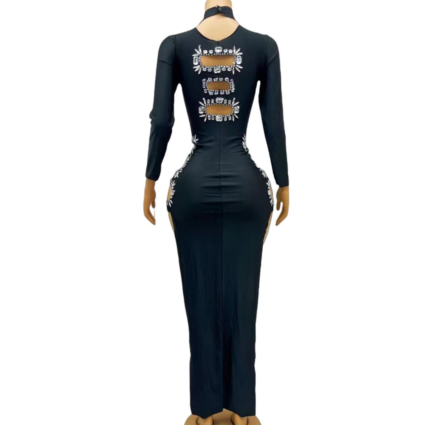 CELESINYI Fangxiong Crystal Black Cage Gown