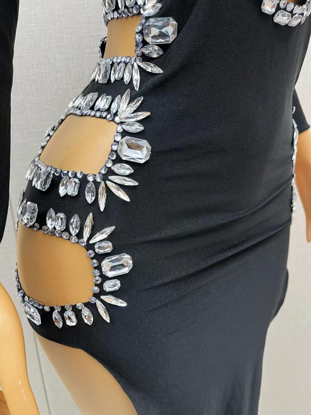 CELESINYI Fangxiong Crystal Black Cage Gown