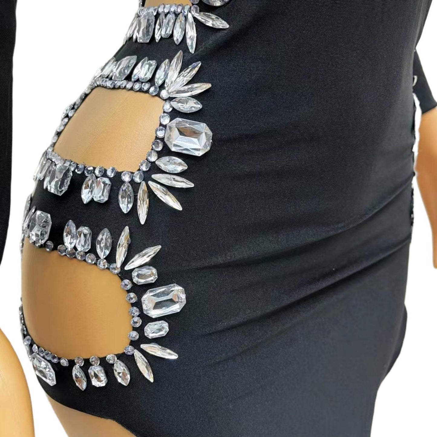 CELESINYI Fangxiong Crystal Black Cage Gown