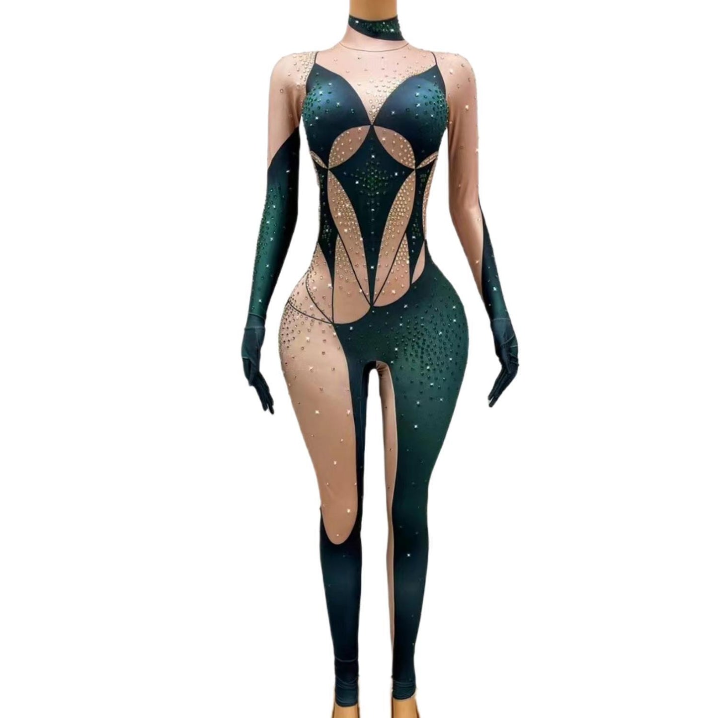 CELESINYI Lvbishou Crystal Green Glove Jumpsuit