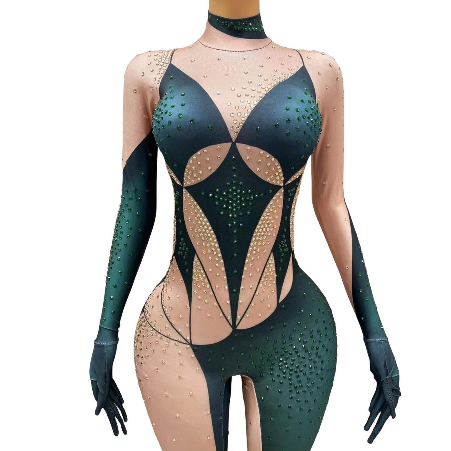 CELESINYI Lvbishou Crystal Green Glove Jumpsuit