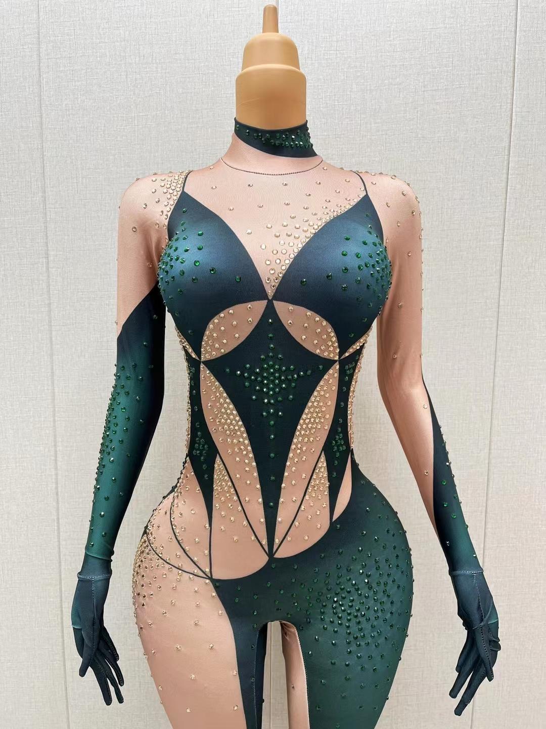 CELESINYI Lvbishou Crystal Green Glove Jumpsuit