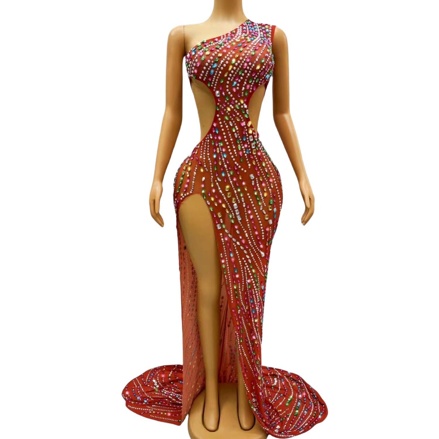 CELESINYI Siluo Crystal Orange Gown