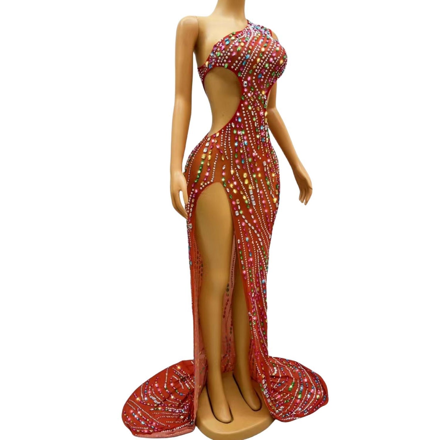 CELESINYI Siluo Crystal Orange Gown