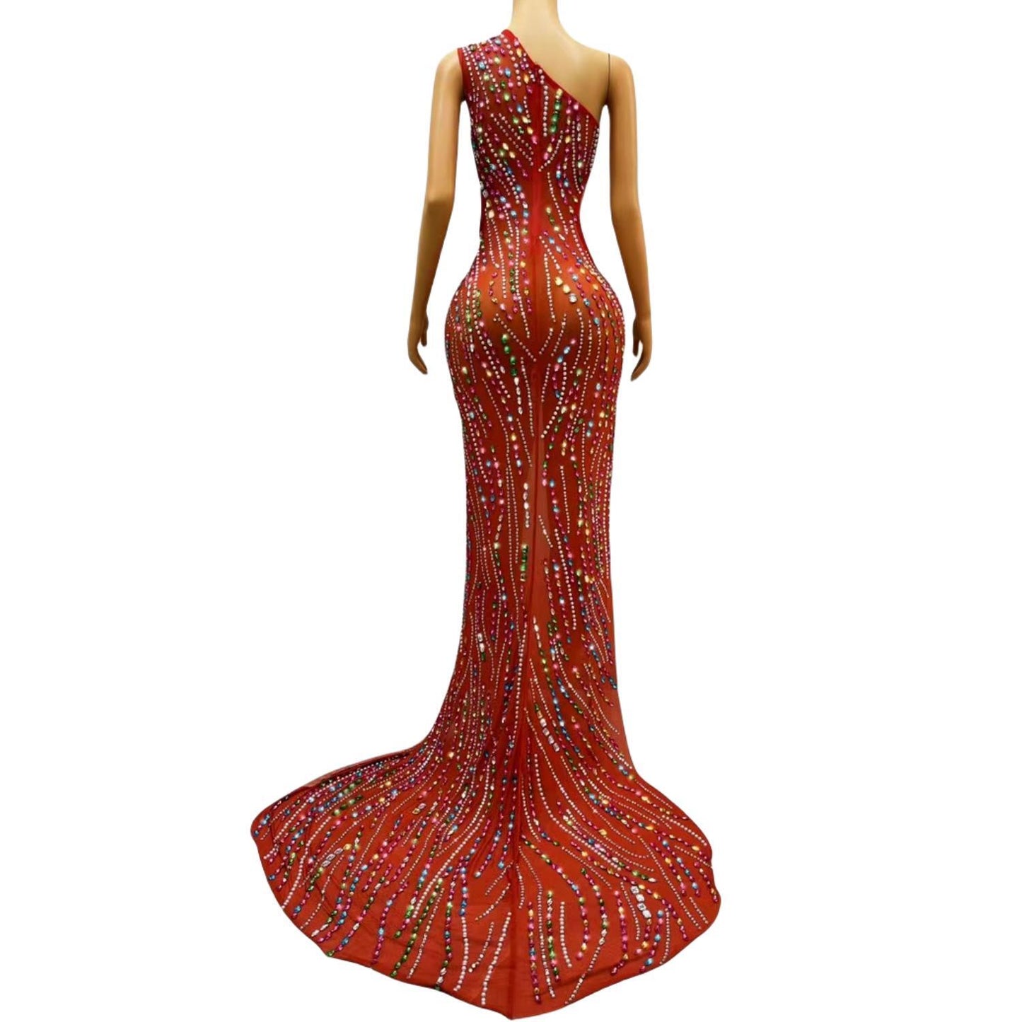 CELESINYI Siluo Crystal Orange Gown