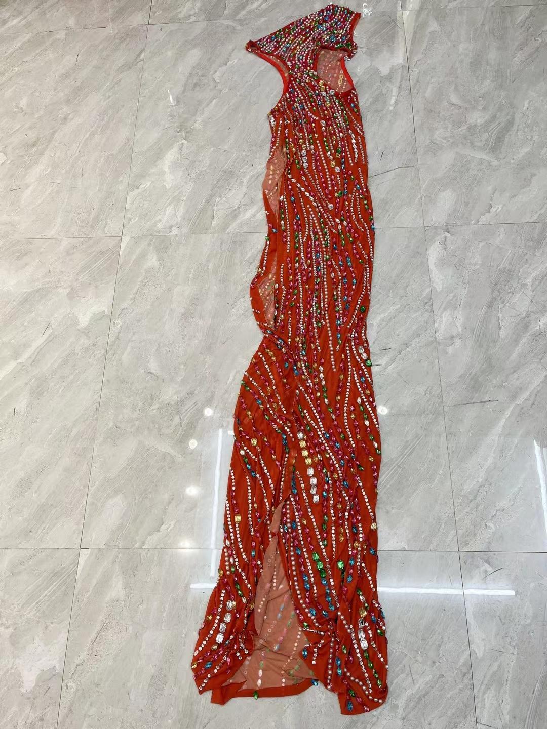 CELESINYI Siluo Crystal Orange Gown
