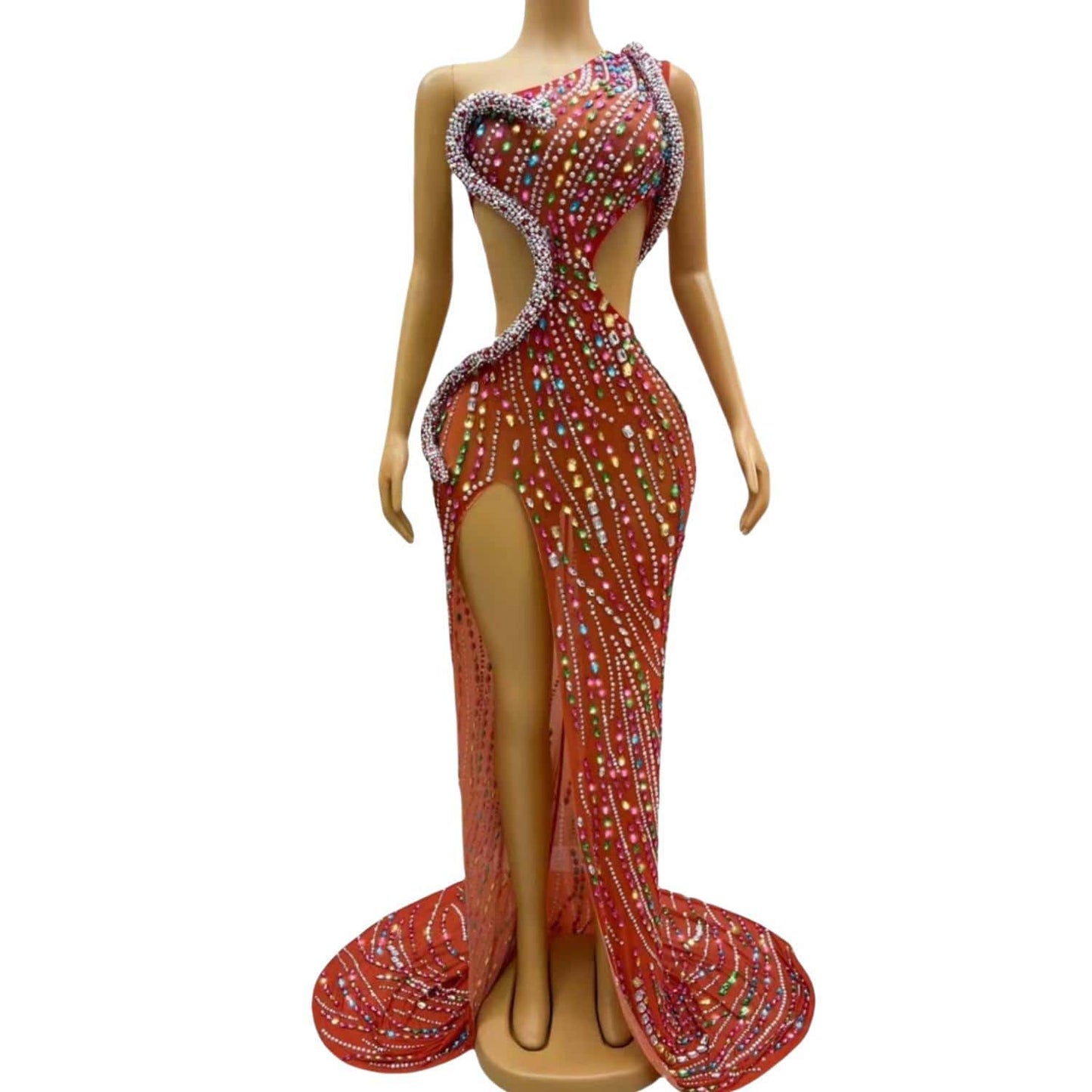 CELESINYI Siluo Crystal Red Snake Gown