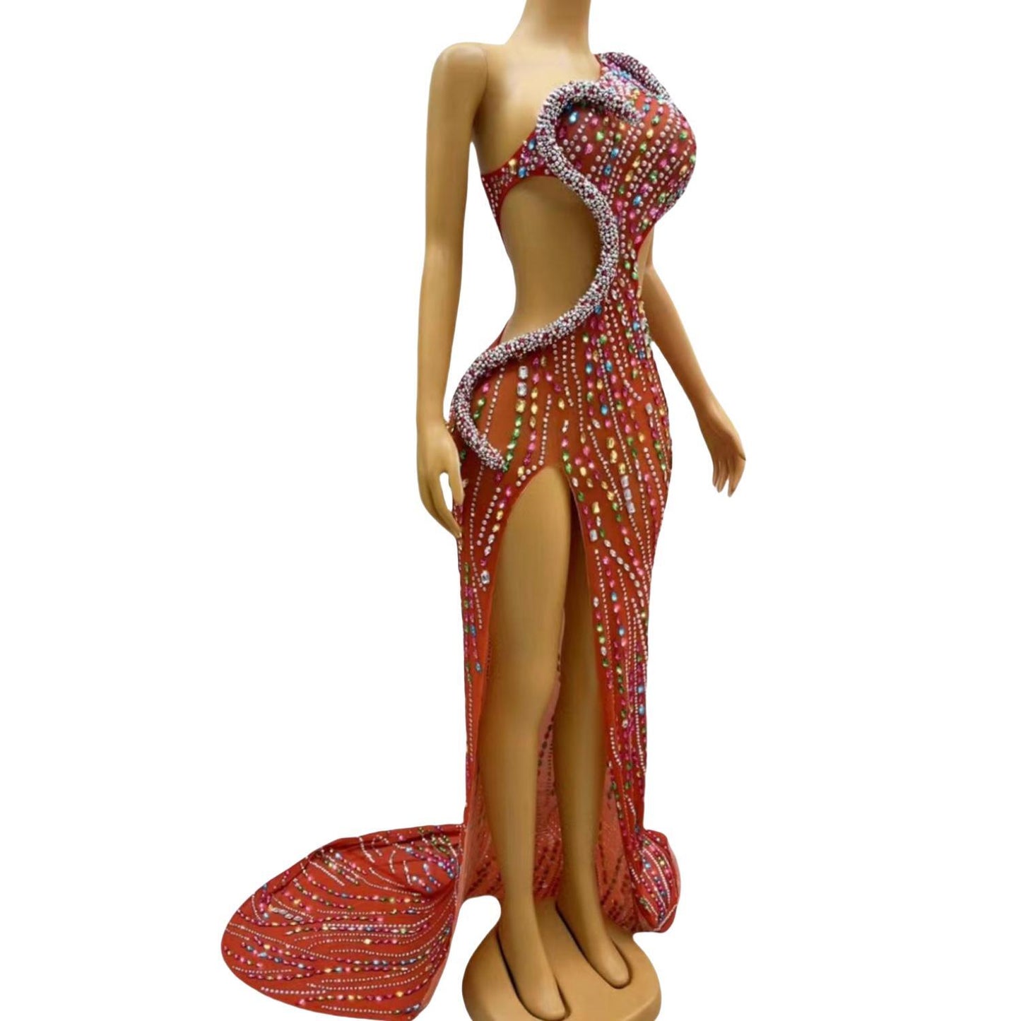 CELESINYI Siluo Crystal Red Snake Gown
