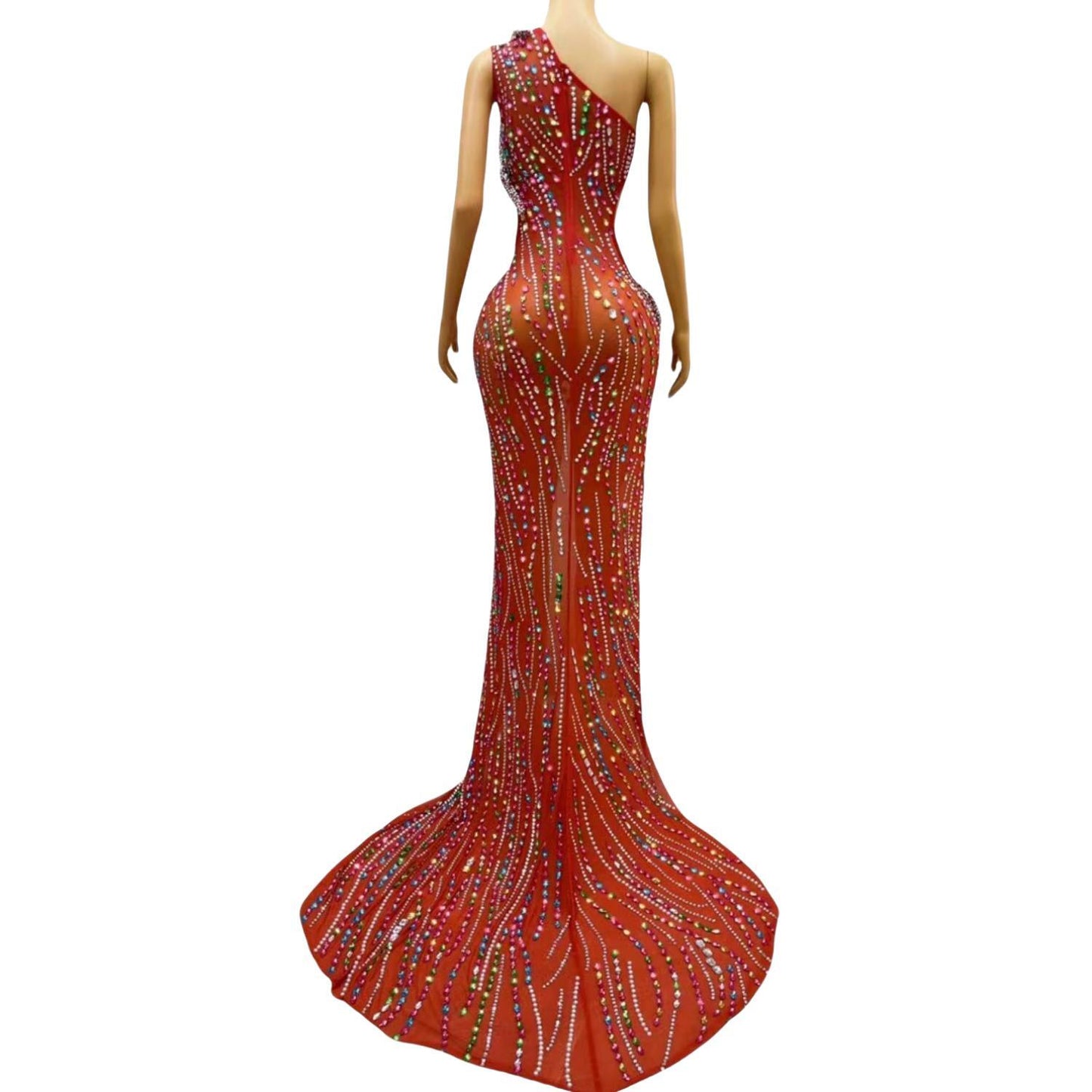 CELESINYI Siluo Crystal Red Snake Gown