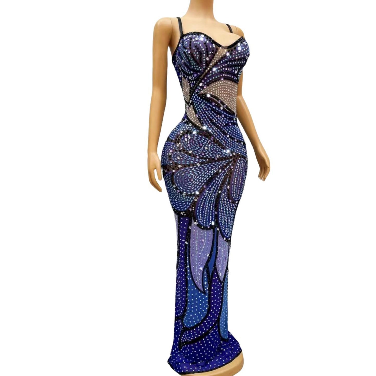 CELESINYI Bingjingdie Crystal Mosaic Gown