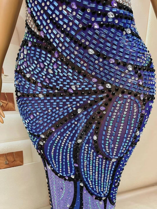 CELESINYI Bingjingdie Crystal Mosaic Gown