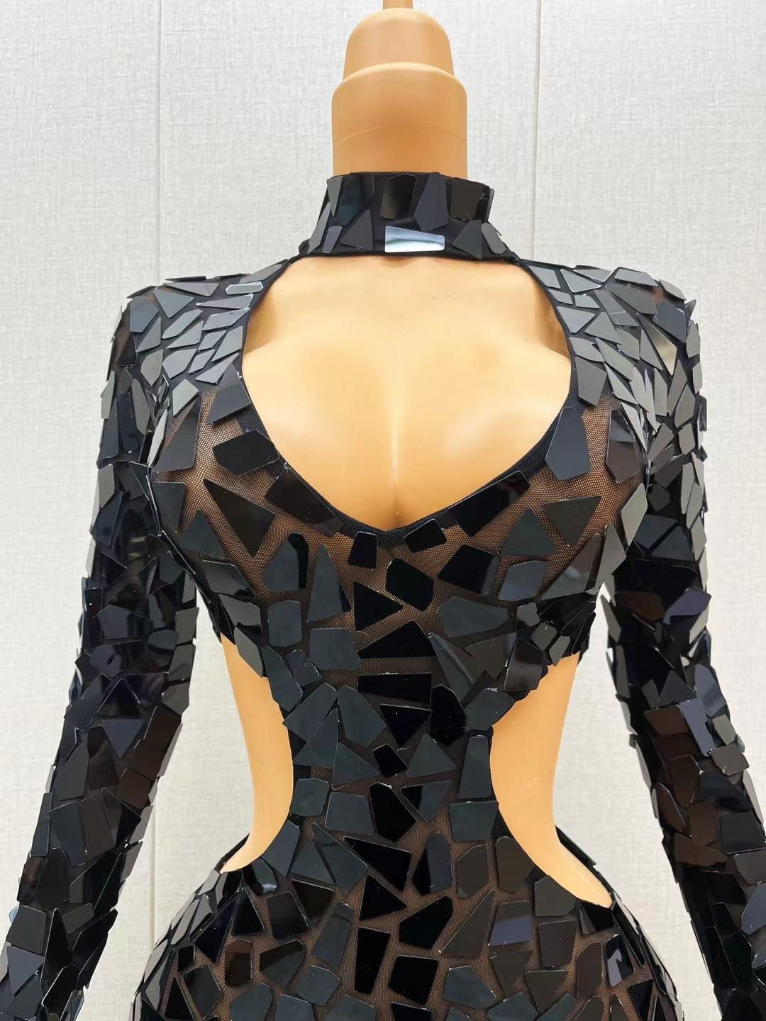 CELESINYI Furen Crystal Black Mirror Bodysuit