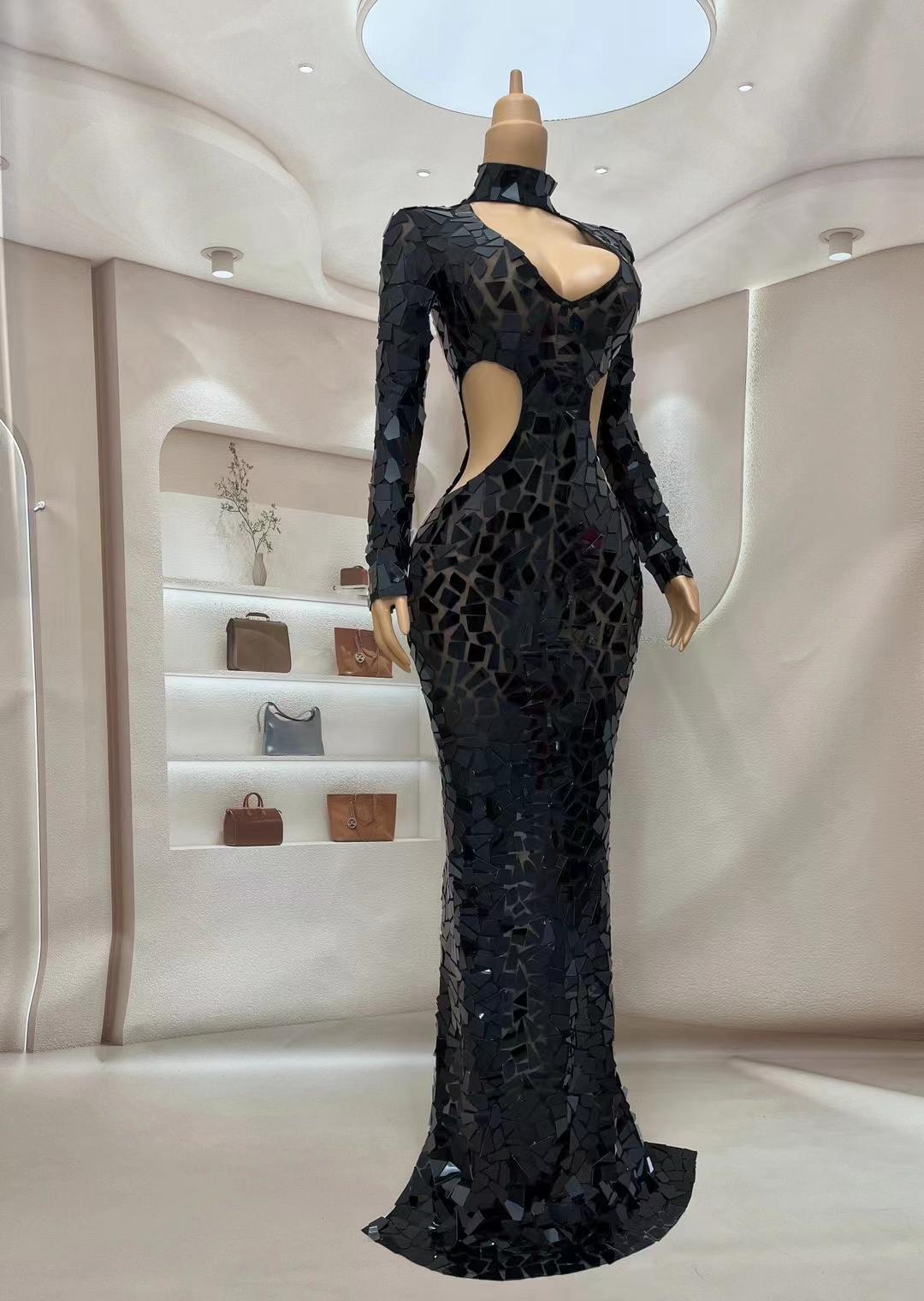CELESINYI Furen Crystal Black Mirror Bodysuit