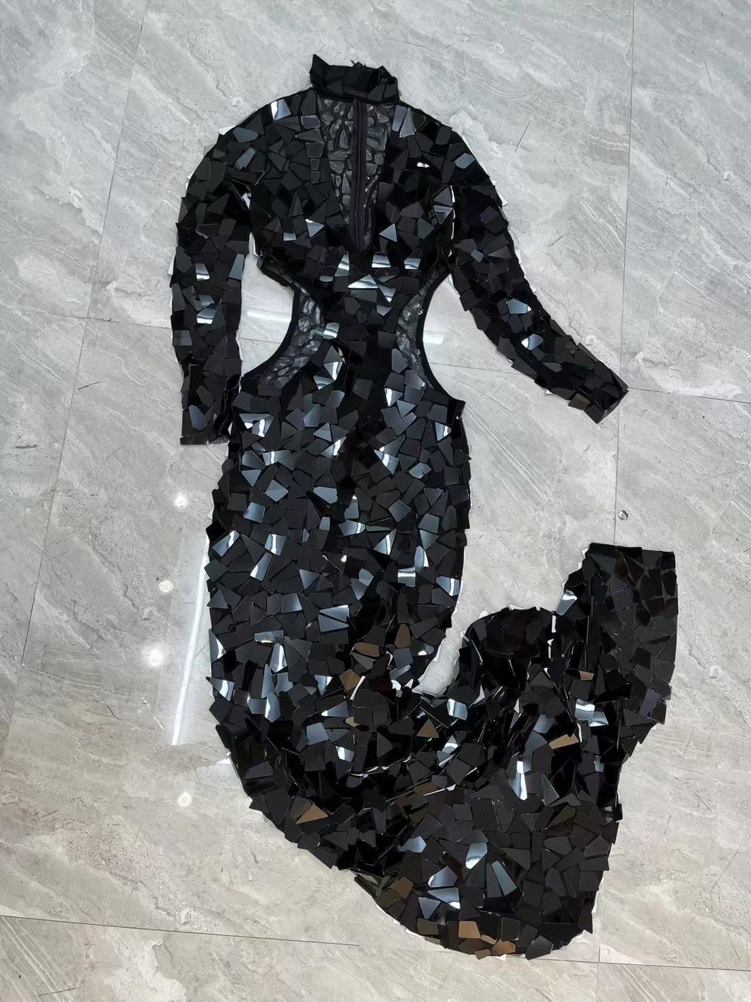CELESINYI Furen Crystal Black Mirror Bodysuit