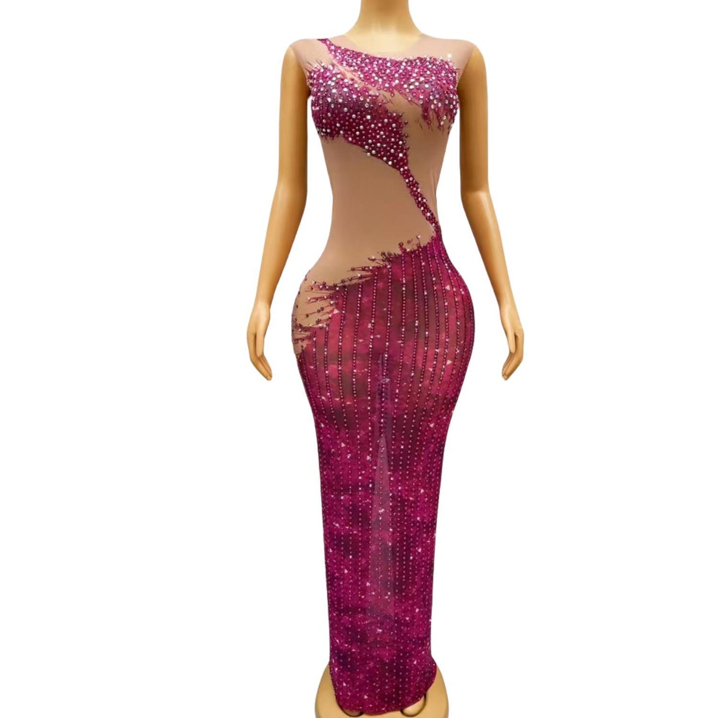 CELESINYI Fengyu Crystal Fuchsia Bodysuit