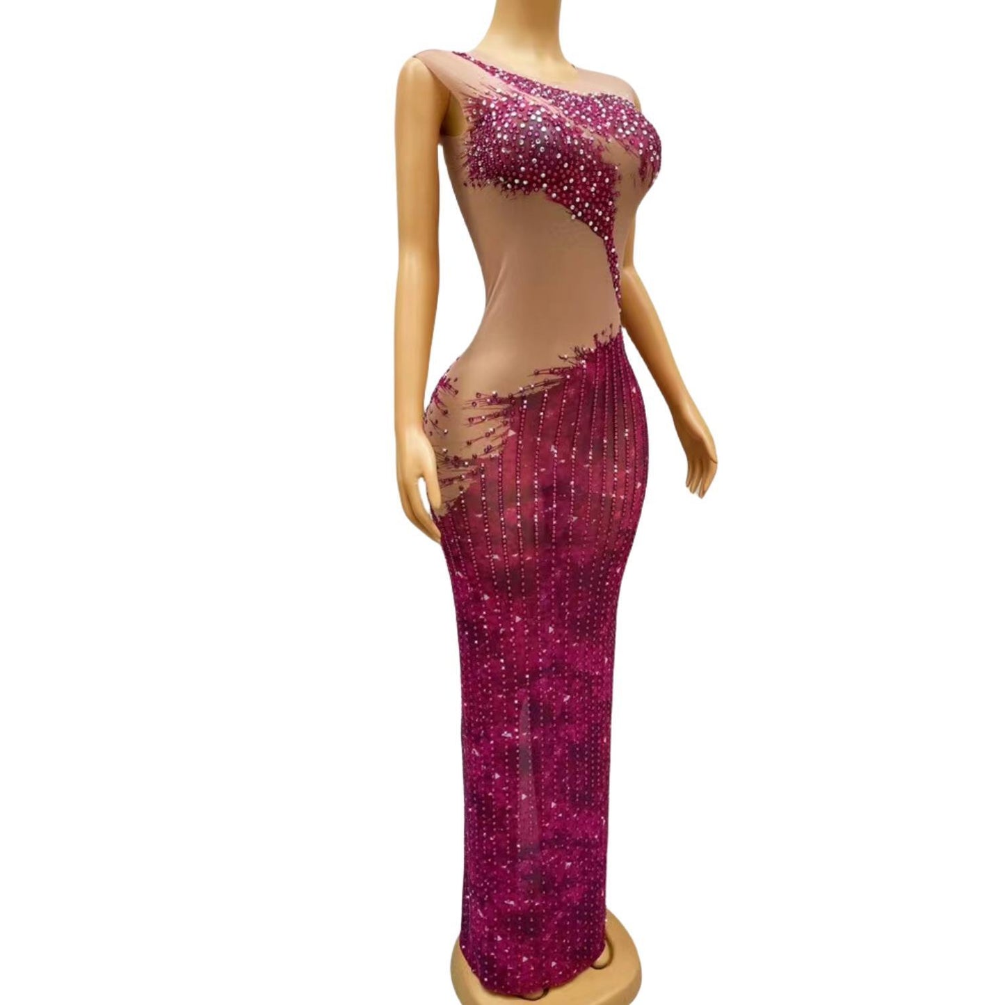 CELESINYI Fengyu Crystal Fuchsia Bodysuit
