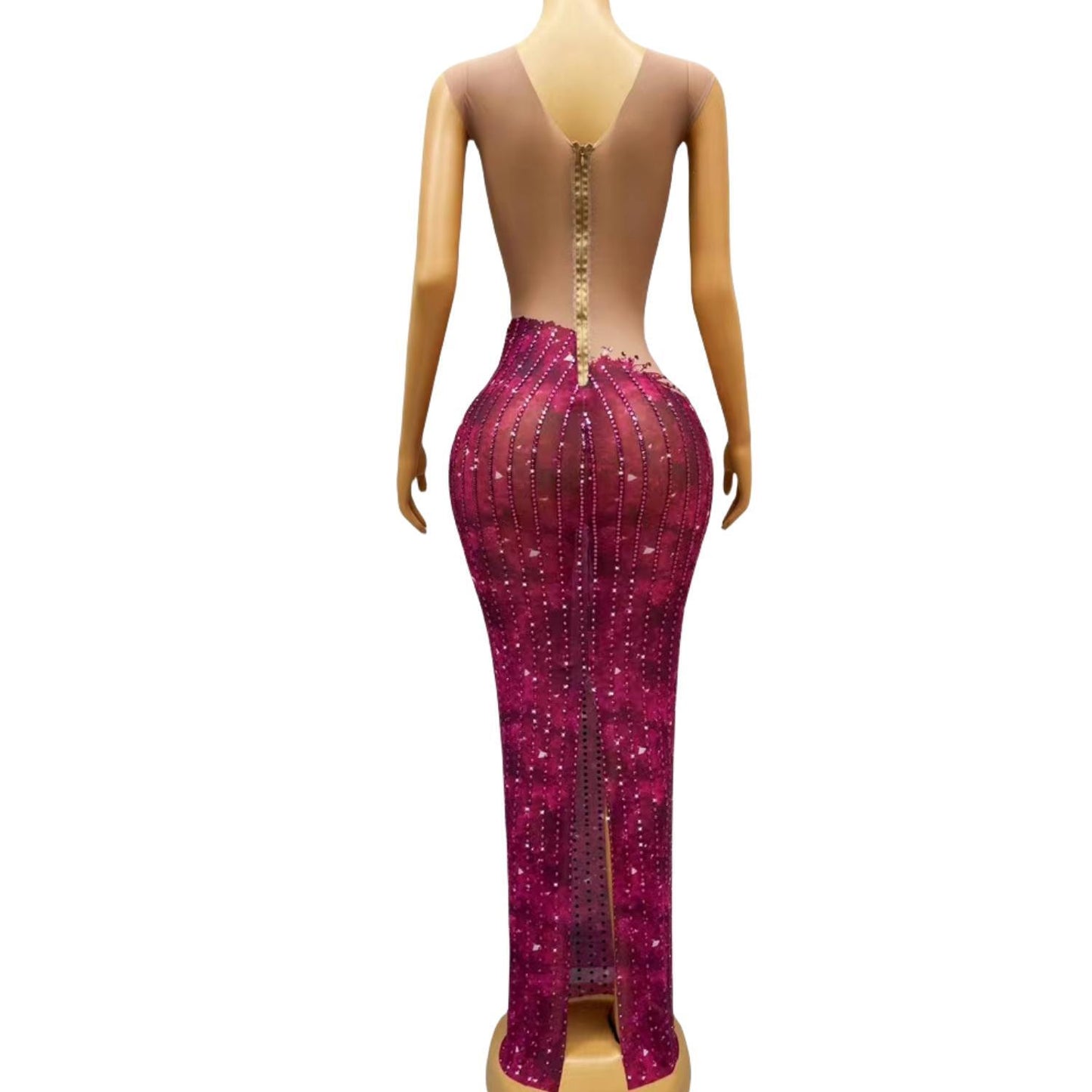 CELESINYI Fengyu Crystal Fuchsia Bodysuit