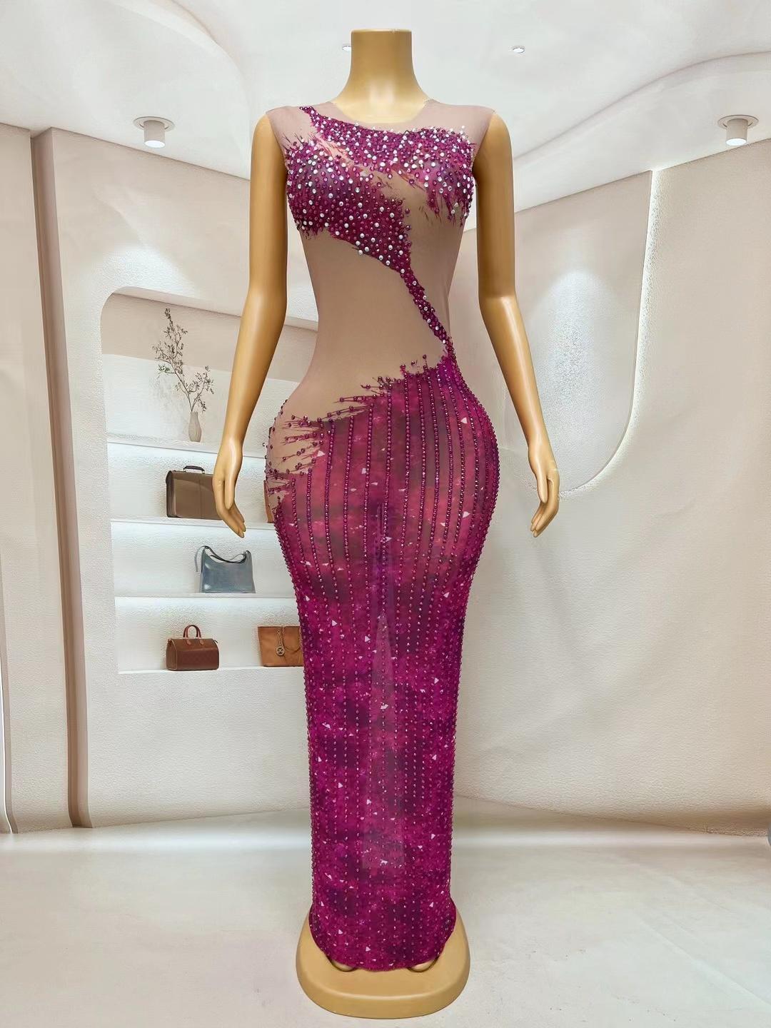 CELESINYI Fengyu Crystal Fuchsia Bodysuit