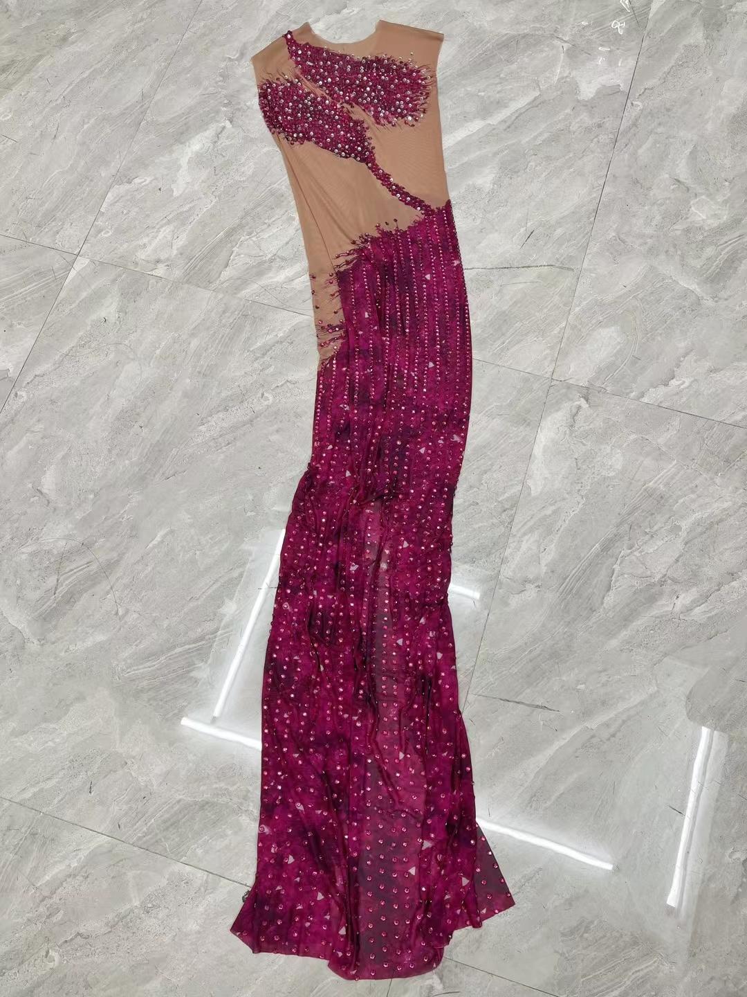 CELESINYI Fengyu Crystal Fuchsia Bodysuit