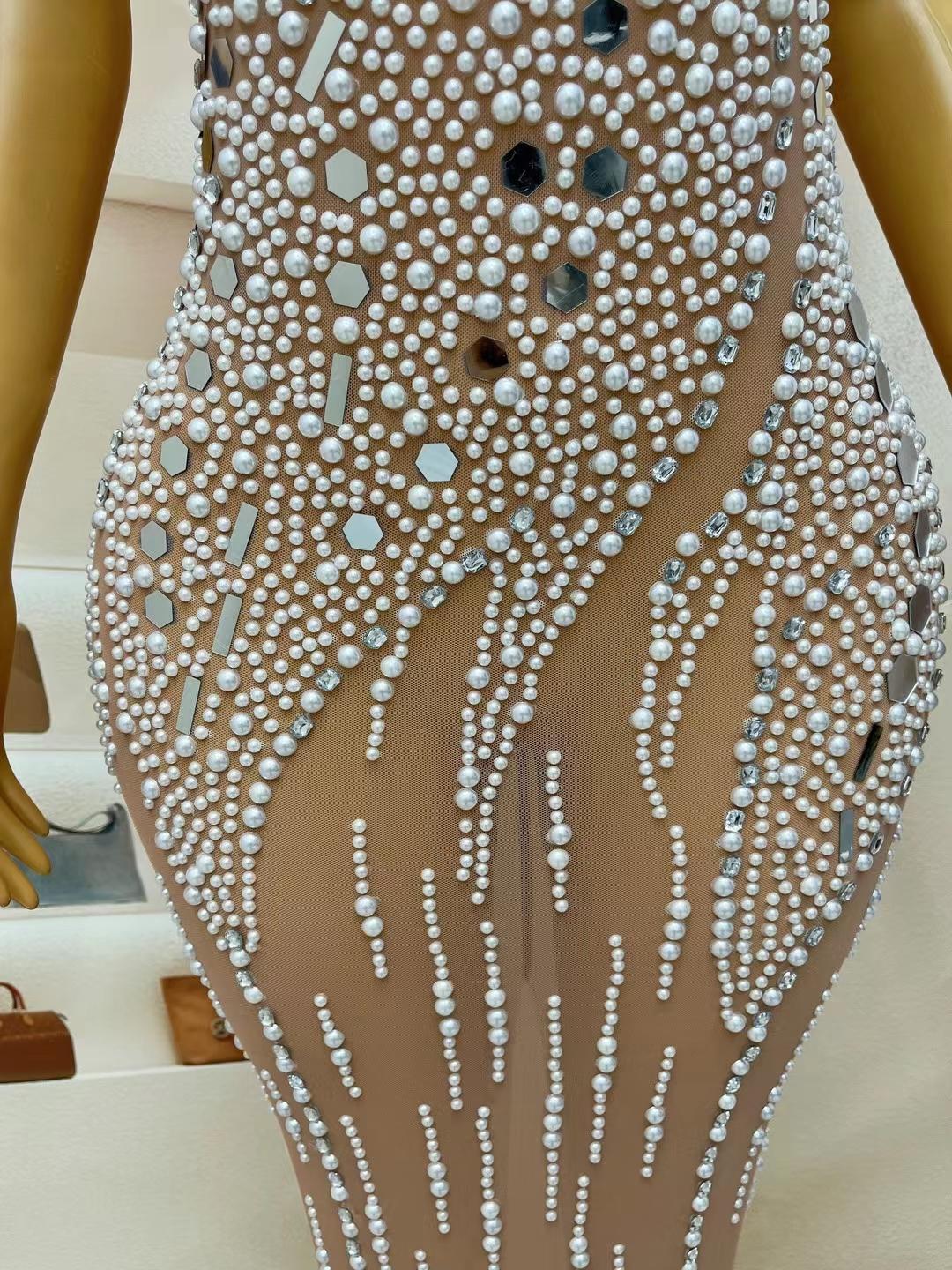 CELESINYI Baiyu Crystal Pearl Mermaid Gown