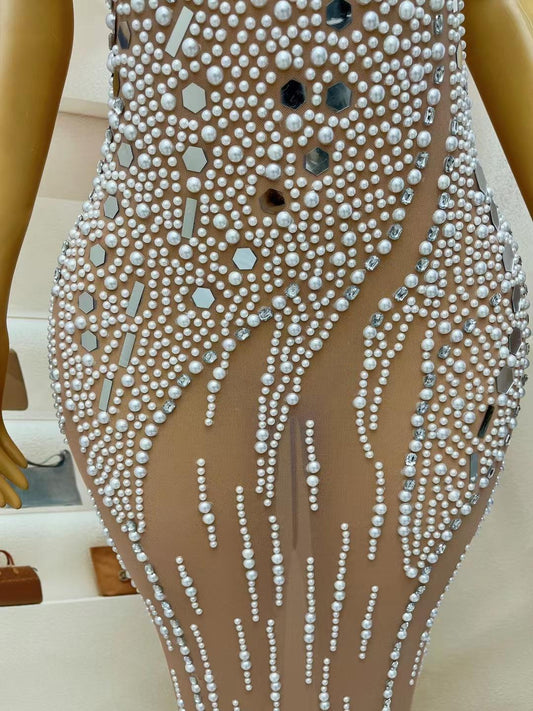 CELESINYI Baiyu Crystal Pearl Mermaid Gown