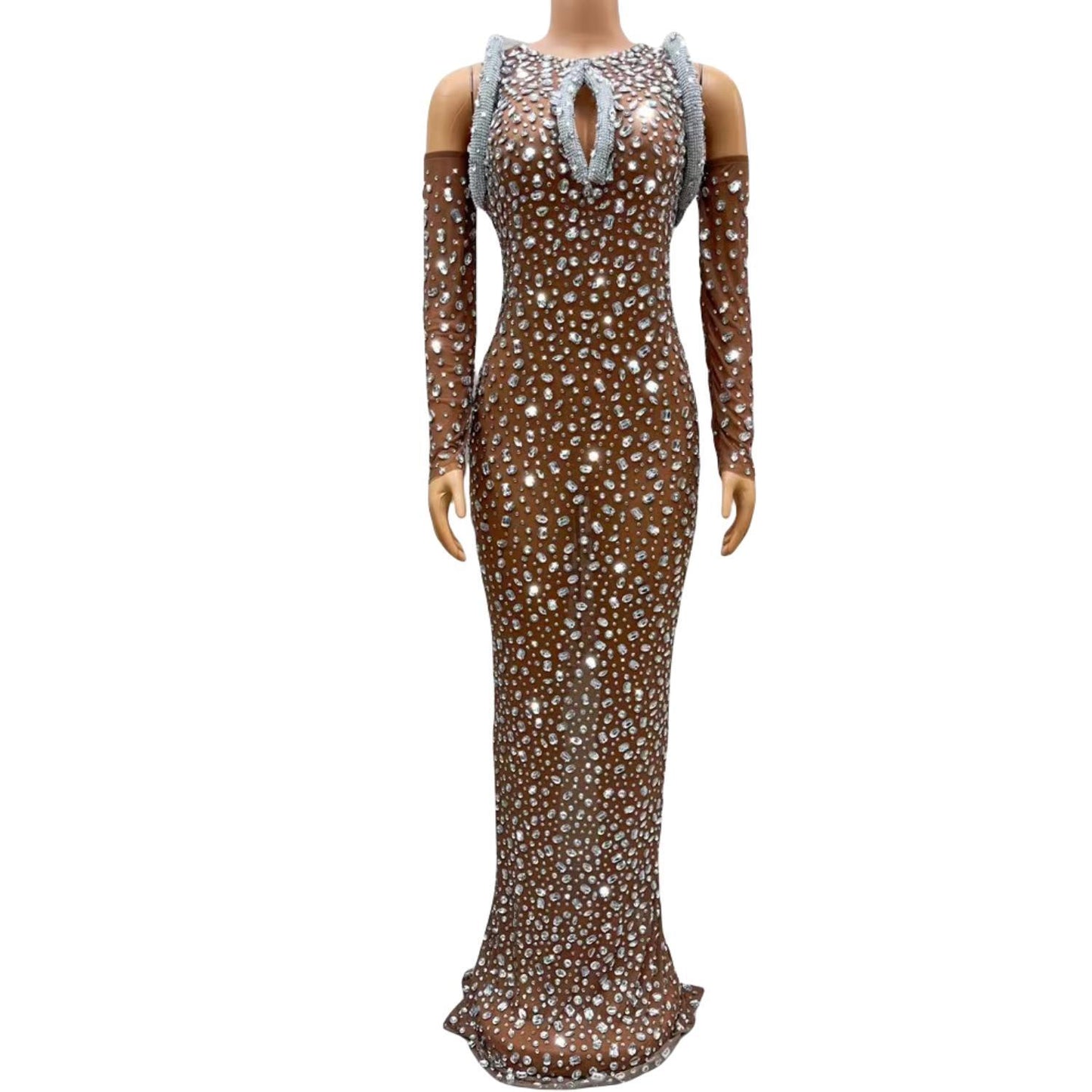CELESINYI Bailinshe Crystal Brown Bodysuit