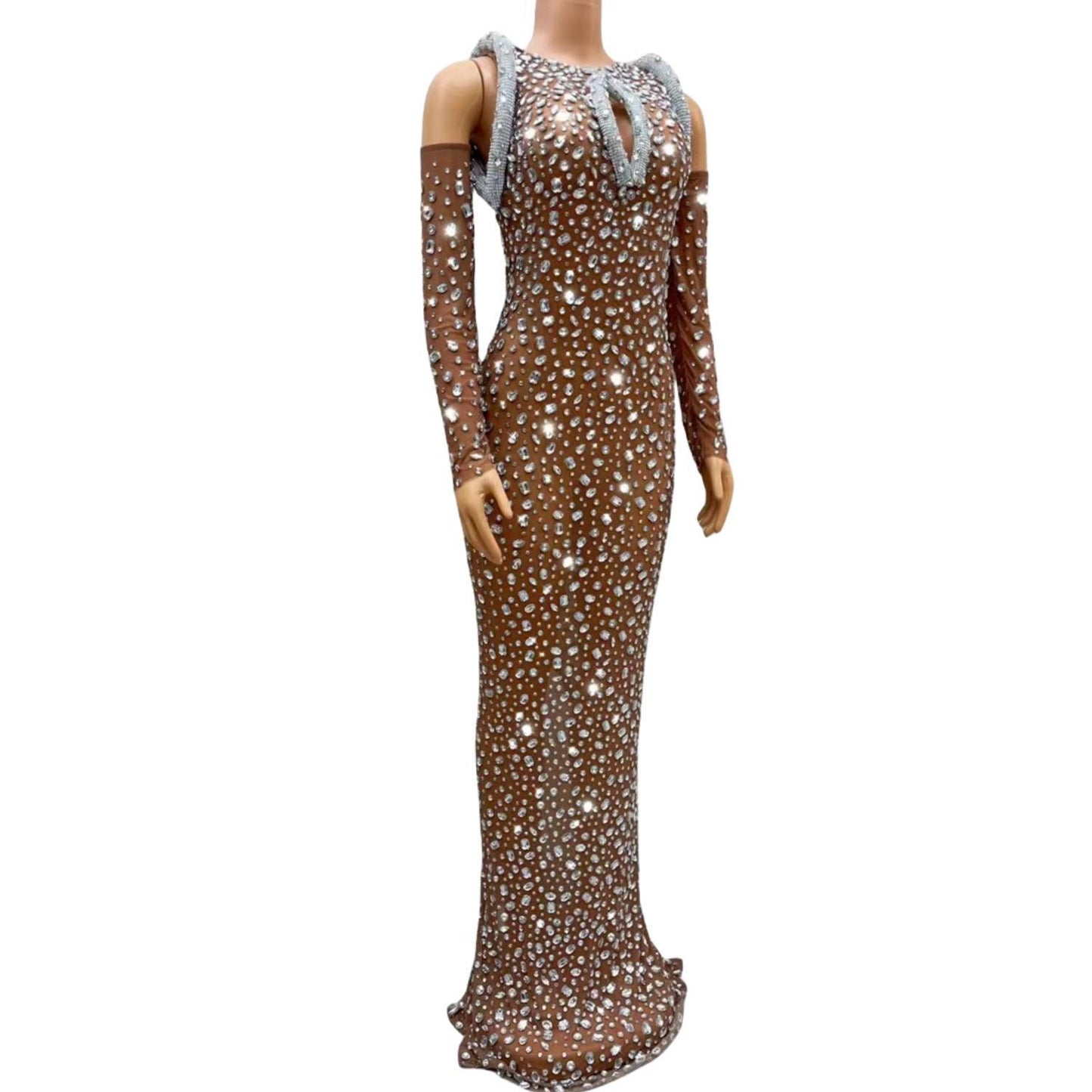 CELESINYI Bailinshe Crystal Brown Bodysuit