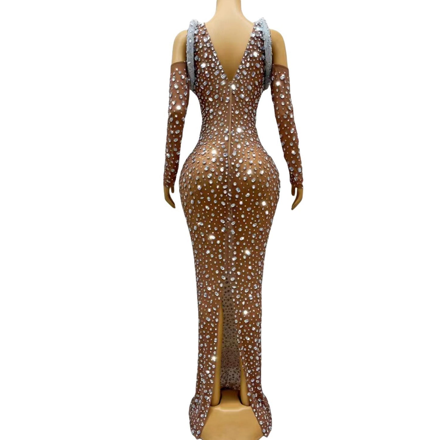 CELESINYI Bailinshe Crystal Brown Bodysuit