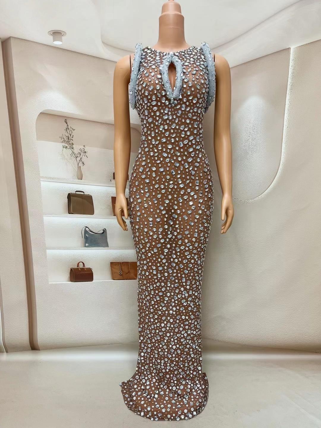 CELESINYI Bailinshe Crystal Brown Bodysuit