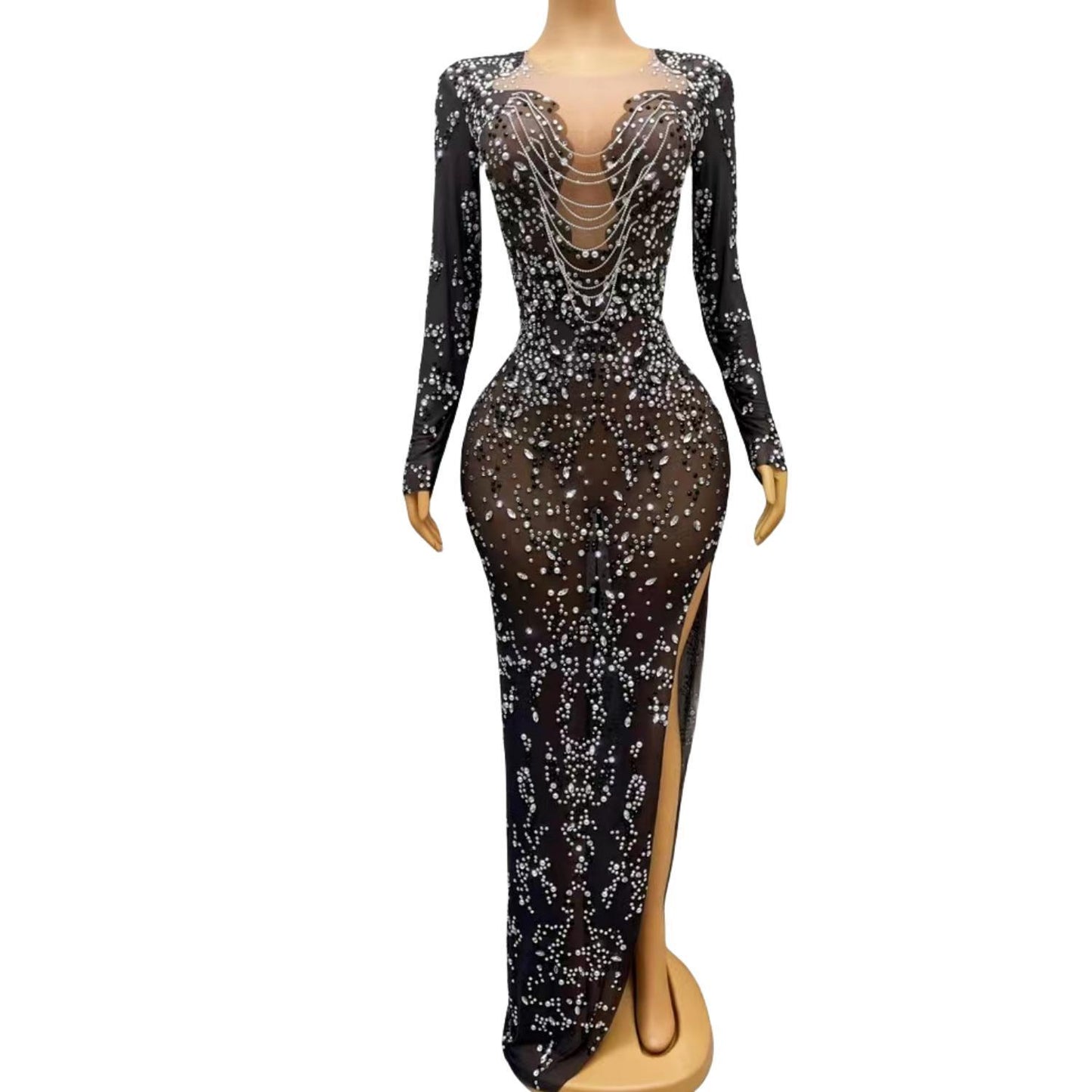 CELESINYI Heshouwu Crystal Illusion Gown