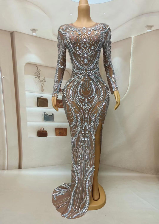 CELESINYI Fuling Crystal Brown Gown