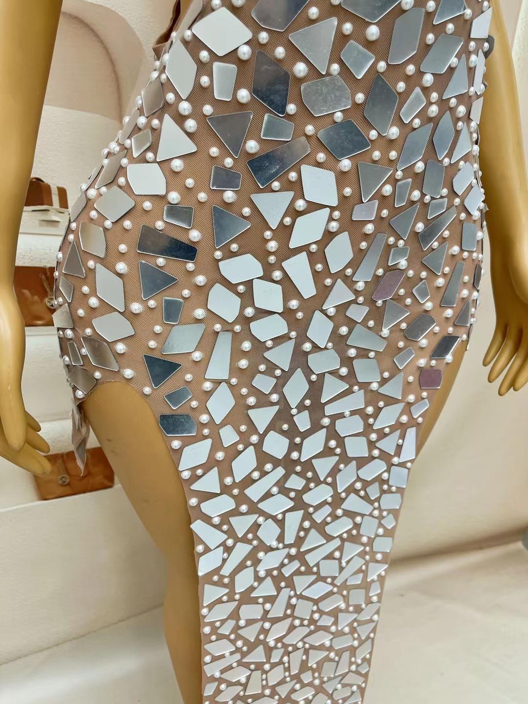 CELESINYI Zhenzhujing Crystal Pearl Mirror Gown