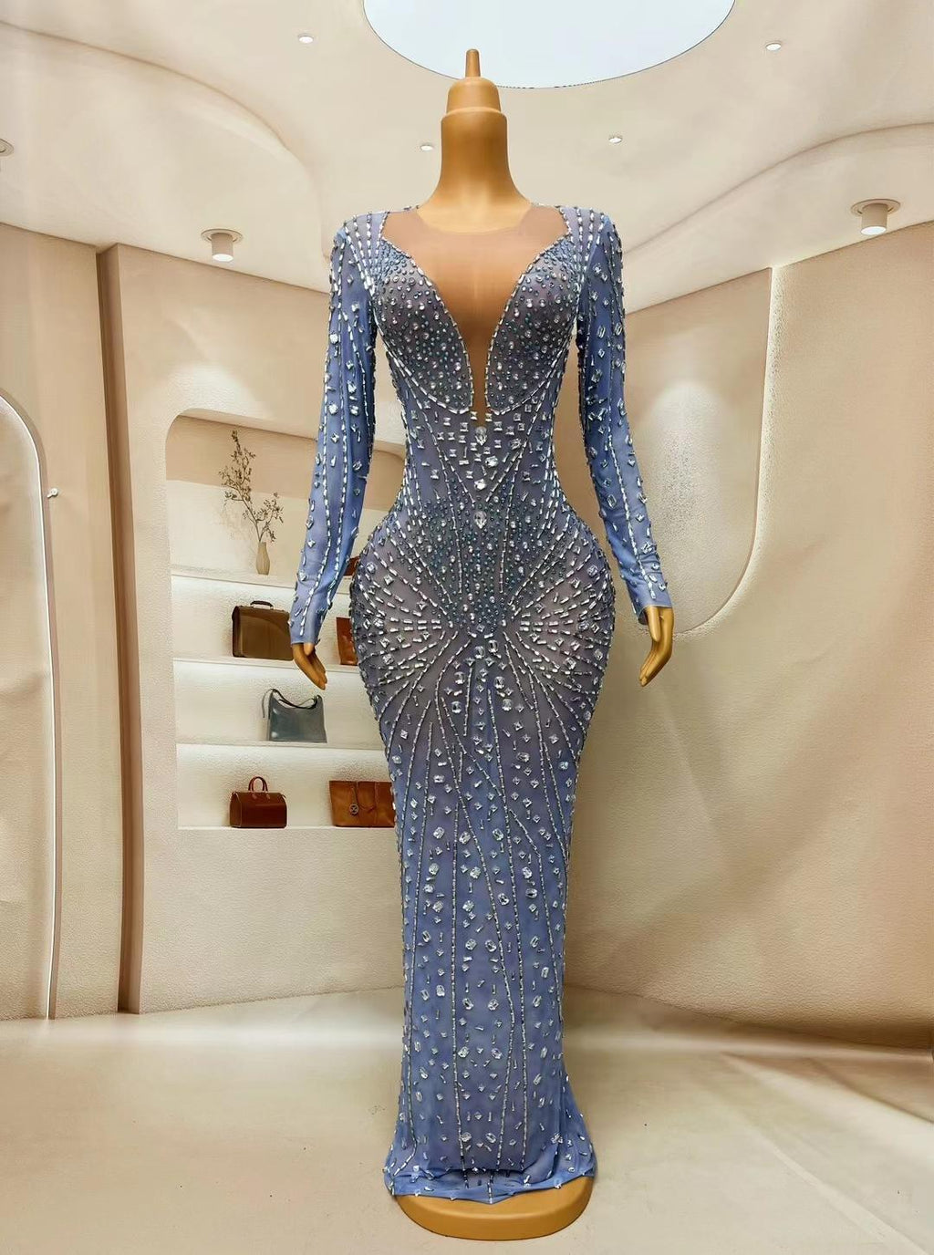 CELESINYI Yanhua Crystal Firework Gown (Grey)