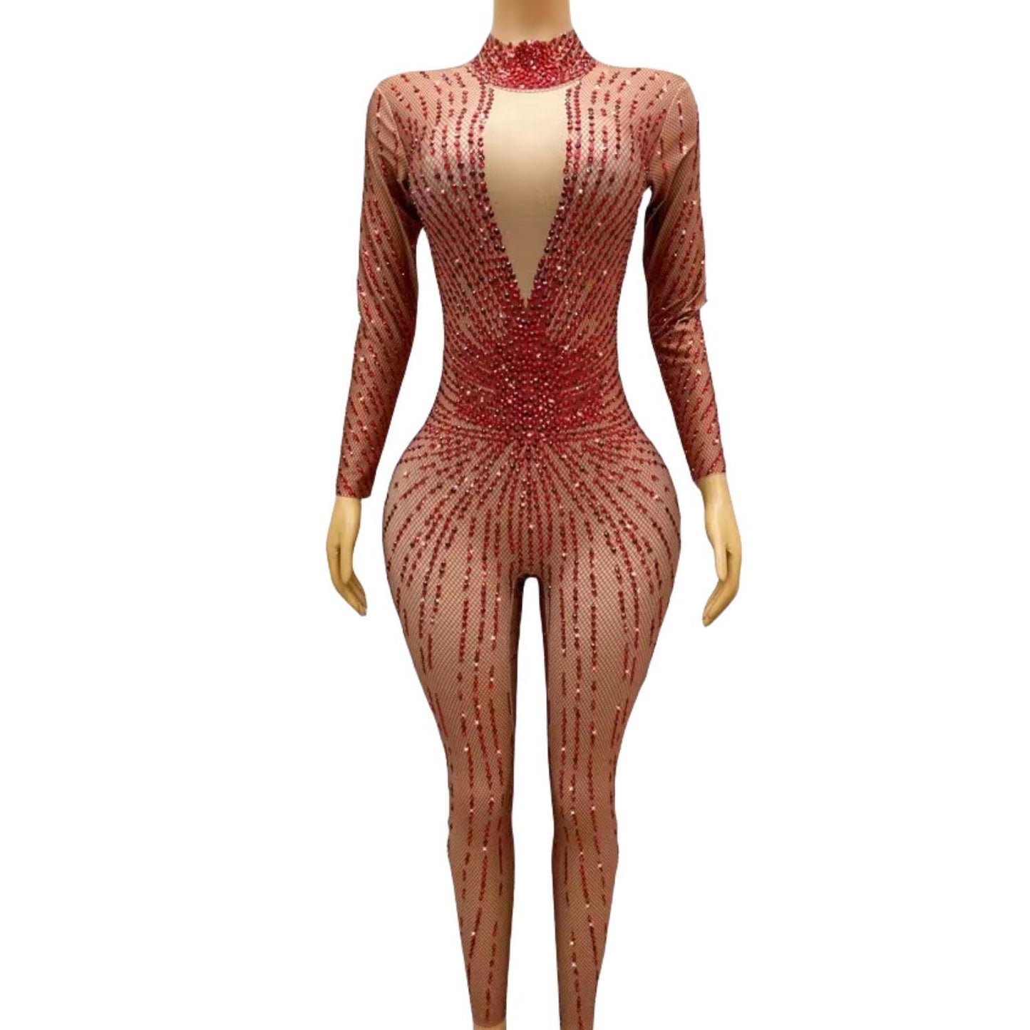 CELESINYI Hongyanhuaku Crystal Red Jumpsuit